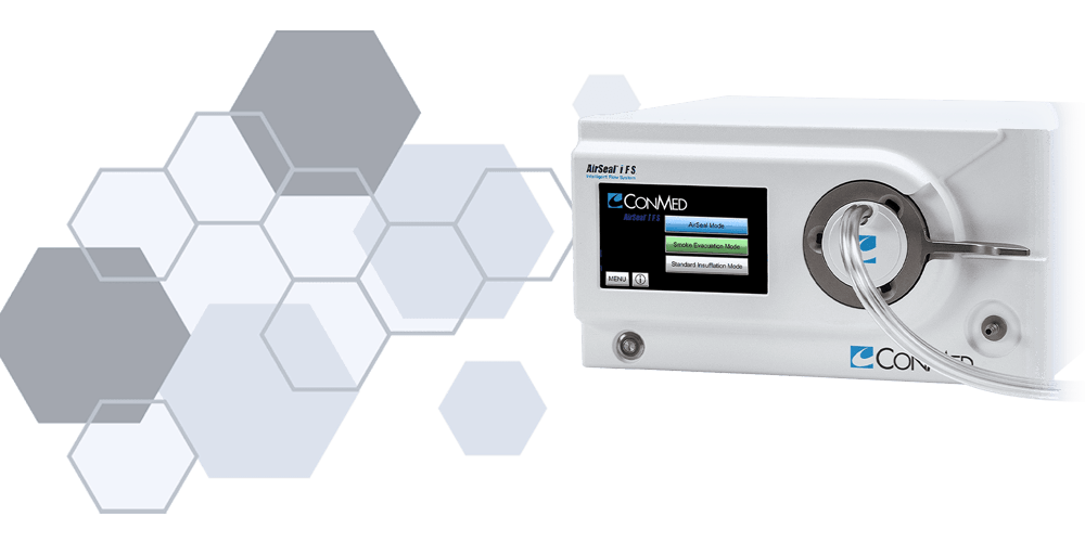 AirSeal® Product and decorative hexagons